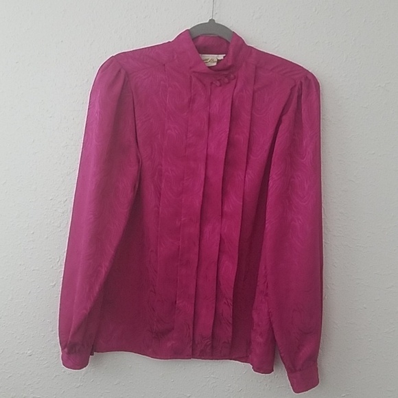 elissa Tops - 𝅺vintage pink Elissa blouse sz 12 shoulder pads cuffs